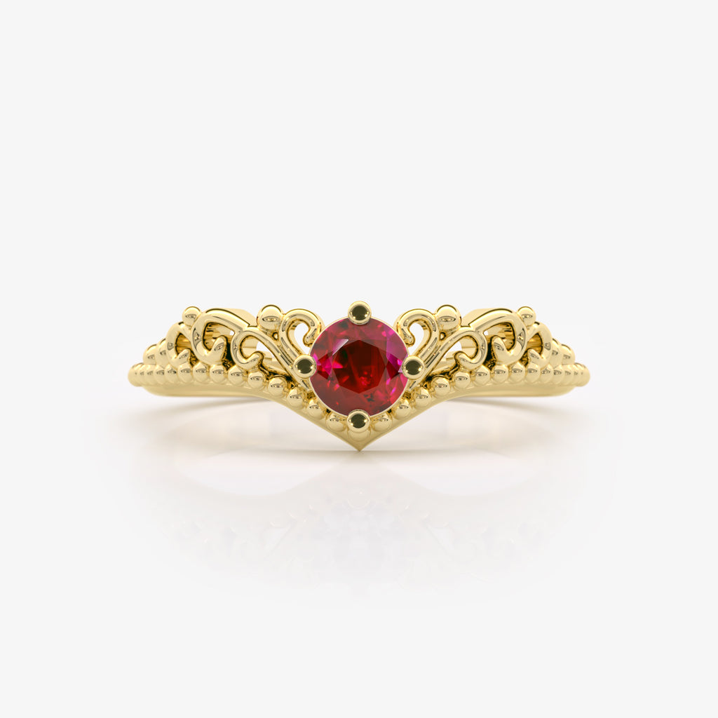 Lab Grown Ruby Chevron Ring