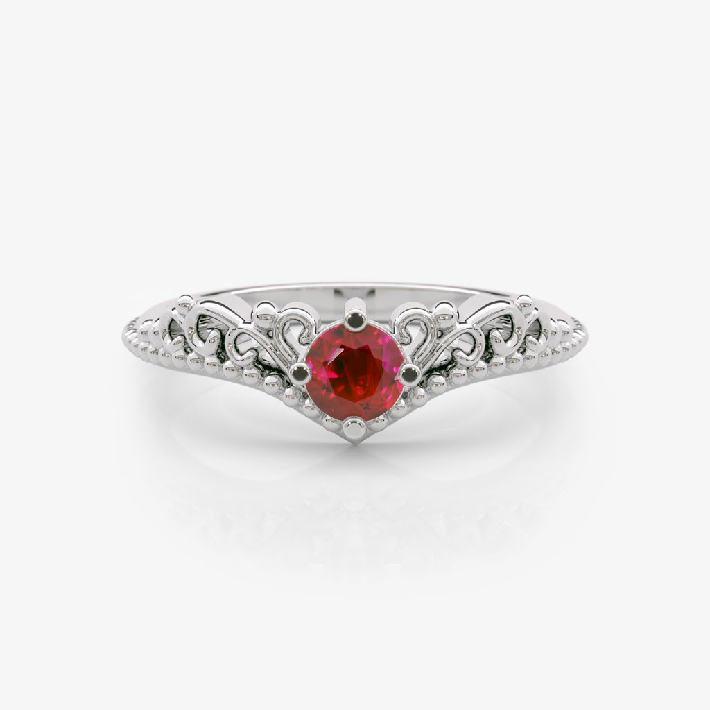 Lab Grown Ruby Chevron Ring