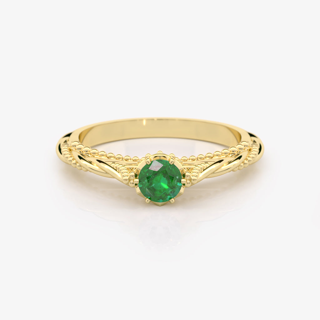 Solitaire Emerald Diamond Engagement Ring