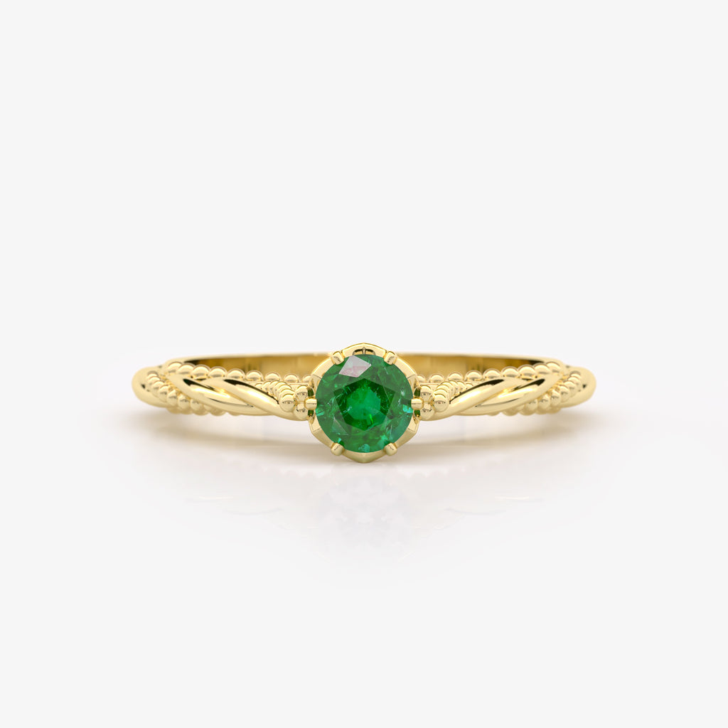 Solitaire Emerald Diamond Engagement Ring