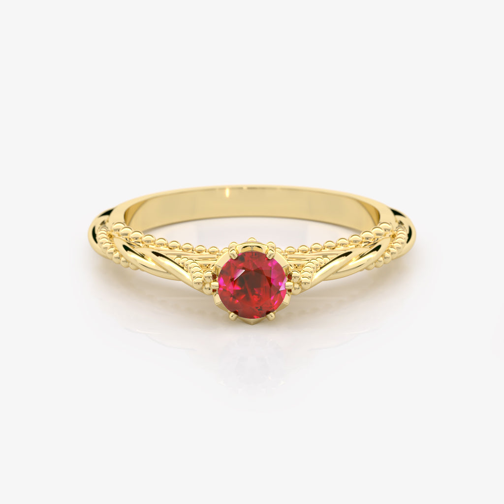 Solitaire Ruby Diamond Engagement Ring