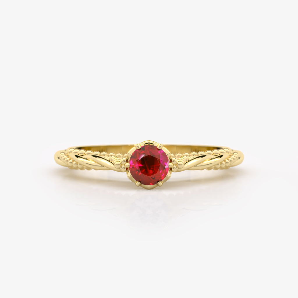 Solitaire Ruby Diamond Engagement Ring