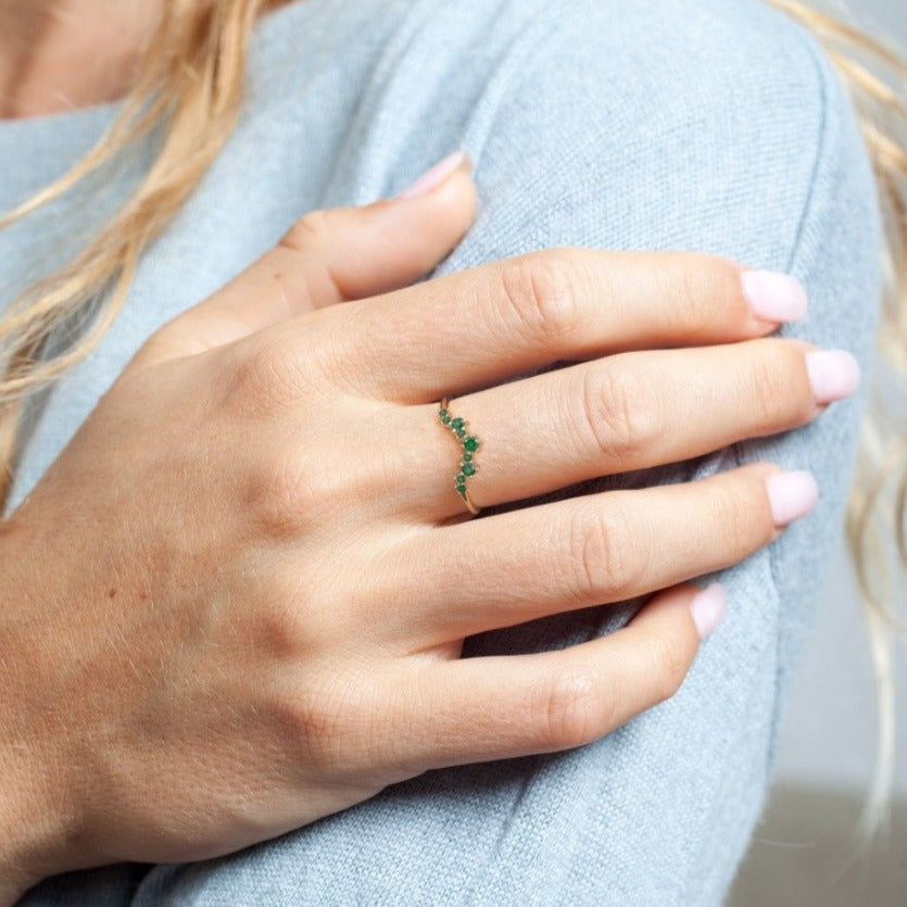 Emerald Semi-Circle Ring