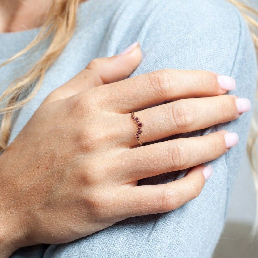 Ruby Semi-Circle Ring